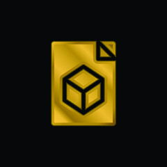 3d File gold plated metalic icon or logo vector