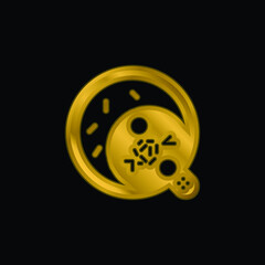 Bacteria gold plated metalic icon or logo vector