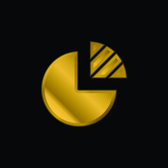 Analytics gold plated metalic icon or logo vector