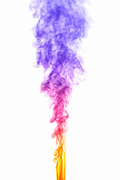 Colorful smoke against white background