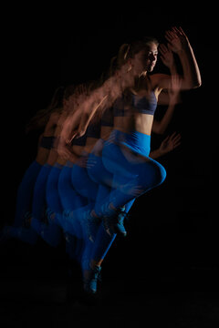 Female sprinter in motion