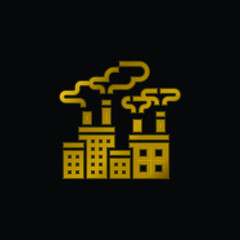 Air Pollution gold plated metalic icon or logo vector