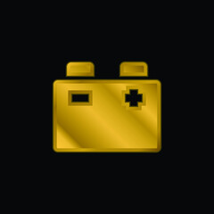 Battery gold plated metalic icon or logo vector