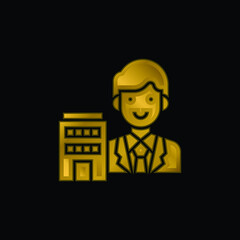 Agent gold plated metalic icon or logo vector