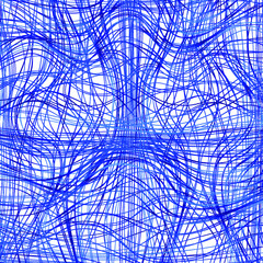 Blue chaotic lines background. Hand drawn lines. Tangled chaotic pattern. Vector illustration.