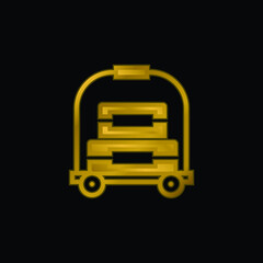 Bellhop gold plated metalic icon or logo vector