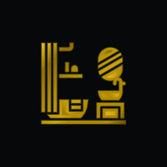 Bathroom gold plated metalic icon or logo vector