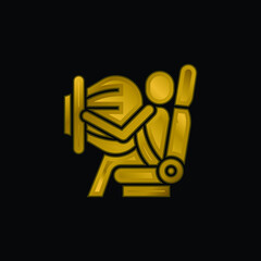 Airbag gold plated metalic icon or logo vector
