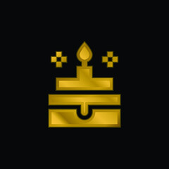 Obraz premium Birthday Cake gold plated metalic icon or logo vector