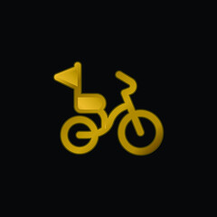 Bicycle gold plated metalic icon or logo vector