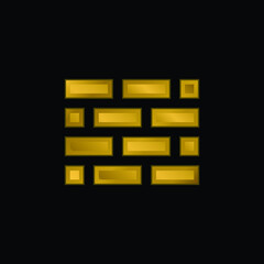 Brickwall gold plated metalic icon or logo vector