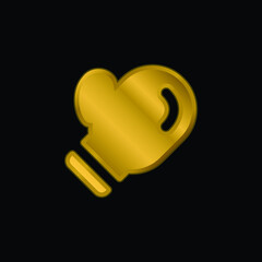 Boxing Gloves gold plated metalic icon or logo vector