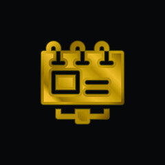 Billboard gold plated metalic icon or logo vector