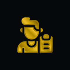 Boy gold plated metalic icon or logo vector