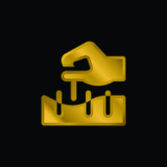 Acupuncture gold plated metalic icon or logo vector