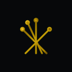 Acupuncture gold plated metalic icon or logo vector