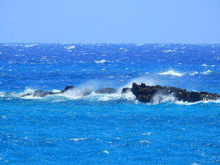waves crashing on a rock Cyclades Koufonisia August 2021 Aegean Mediterranean