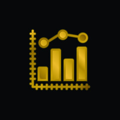 Analytics gold plated metalic icon or logo vector