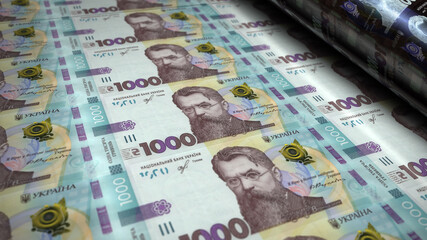 Ukrainian Hryvnia money banknotes pack illustration