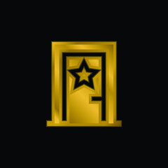 Backstage gold plated metalic icon or logo vector