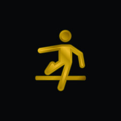 Athlete gold plated metalic icon or logo vector