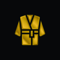 Bathrobe gold plated metalic icon or logo vector