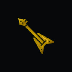 Bass Guitar gold plated metalic icon or logo vector