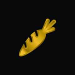 Big Carrot gold plated metalic icon or logo vector