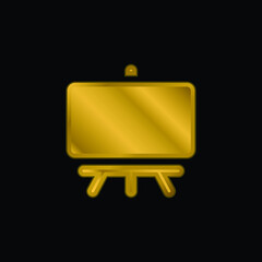 Blackboard gold plated metalic icon or logo vector