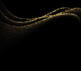 Abstract golden halftone waves pattern.