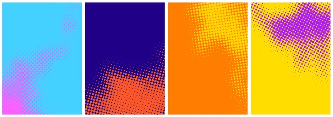 Deurstickers Set of abstract halftone colorful backgrounds. © Vjom