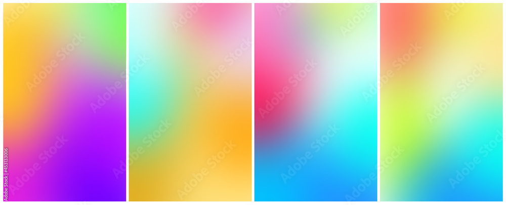 Poster set of blurred gradient multicolored backgrounds.