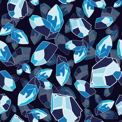 Cold song ice crystal vector seamless pattern