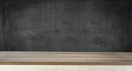 Desk of free space and blackboard 