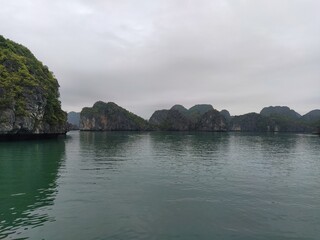 mountains and rocks in the sea
