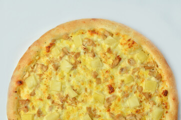 classic italian pizza hawaiian pizza top view