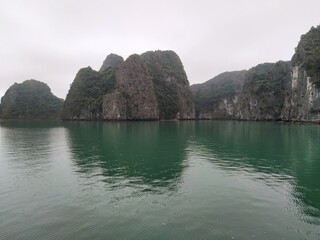 rocks and mountains in the sea