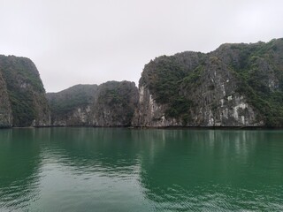 rocks and mountains in the sea