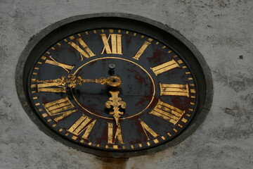 An old clock in the Marienwerder, Monastery on the top of the tower one of the oldest churches in Hanover, Germany.