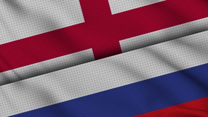 Fototapeta premium England and Russia Flags Together, Wavy Fabric, Breaking News, Political Diplomacy Crisis Concept, 3D Illustration