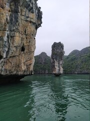 rocks and mountains in the sea