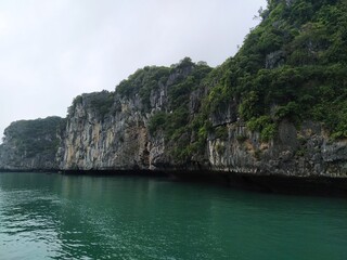 rocks and mountains in the sea