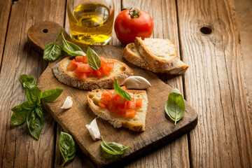 Bruschetta traditional italian recipe bread and tomatoes