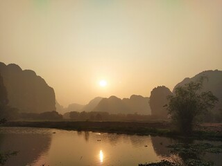 sunset over the mountains
