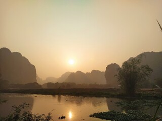 sunset over the mountains