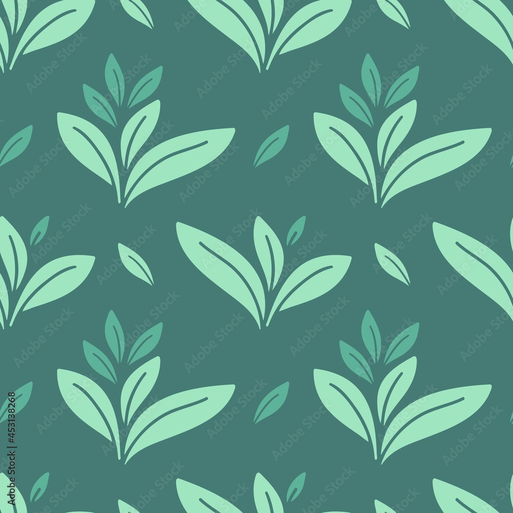 Poster vector seamless pattern with leaves, repeatable minimalistic background. repeatable botanical backdr
