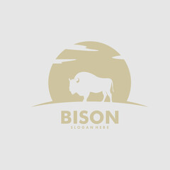 Great wild bison simple flat logo design concept