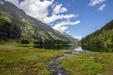 Naklejka na ściany i meble summer dayon the Hintersee lake in Austrian Alps