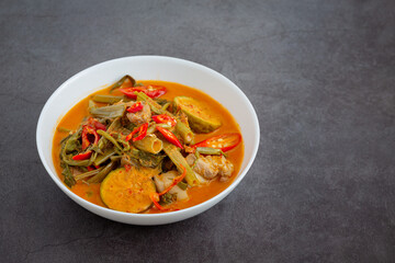Thai pork curry with morning glory