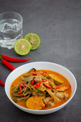 Thai pork curry with morning glory